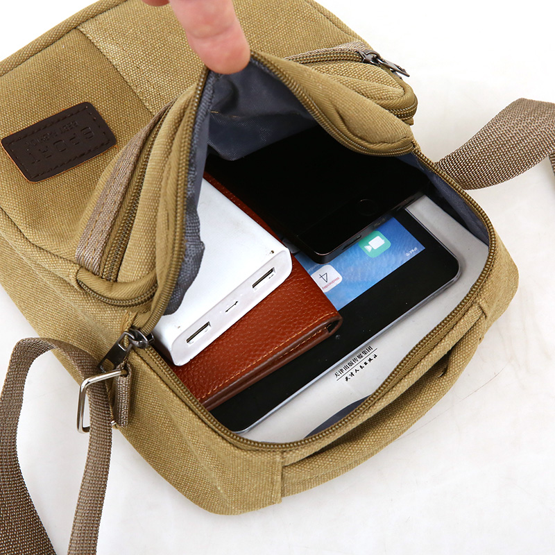 韩版男包竖款商务小背包单肩包帆布包休闲运动男士斜挎包包手机包