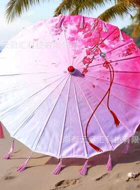 印花绸布流苏古风伞｜汉服拍照