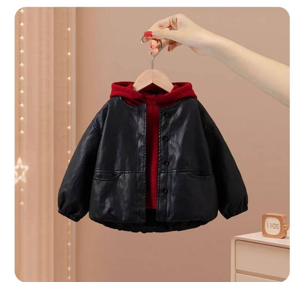 女童秋装韩版套装2025新款洋气女孩皮衣外套牛仔裤超好看秋三件套,淘宝优惠券,粉丝福利购,淘宝优惠卷