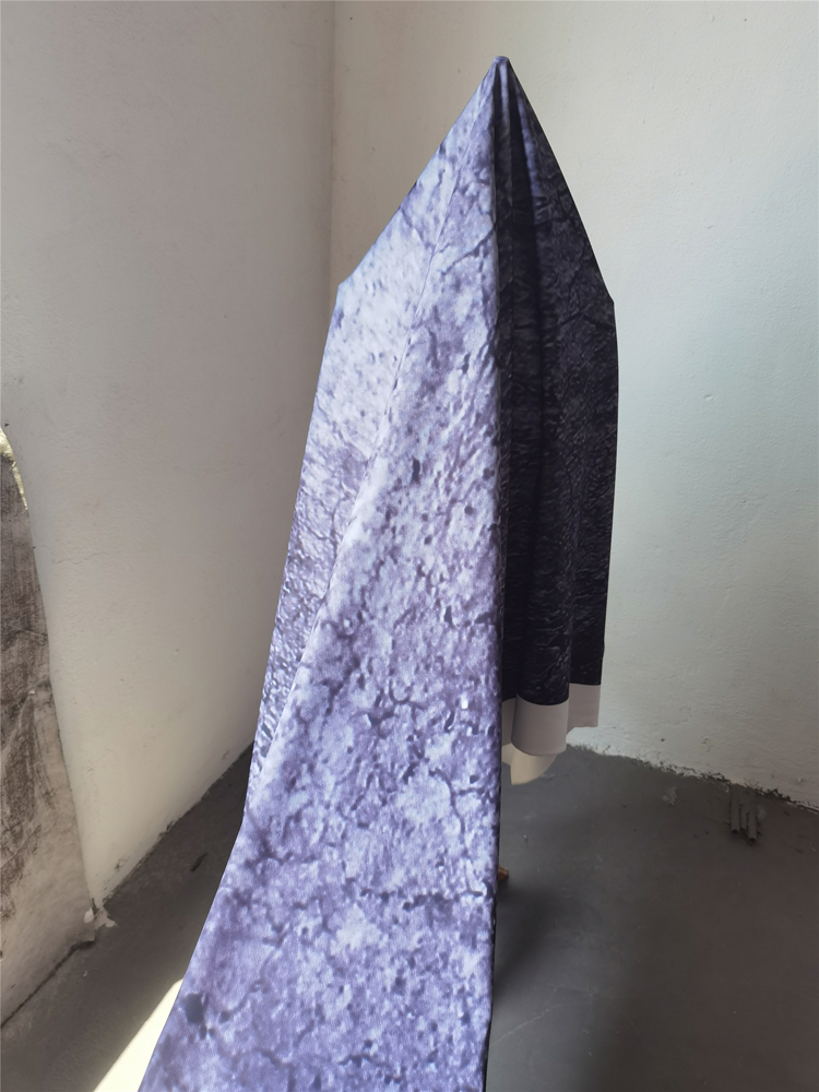 肌理面料 蓝灰纹理岩石轮廓形连衣裙阔腿裤 设计高级定制服装布料 - 图3