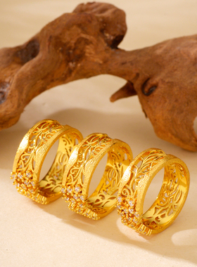 高级感满天繁星沙金戒指女