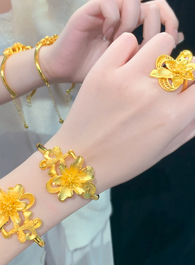 新款镀黄金色新娘结婚花项链