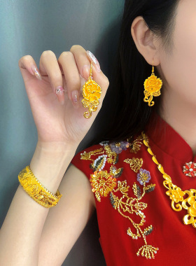 新款婚嫁花卉项链三金首饰