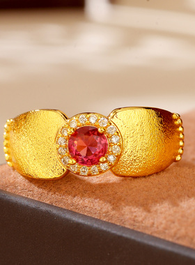 镀黄金色点钻鸽子蛋戒指时尚指环