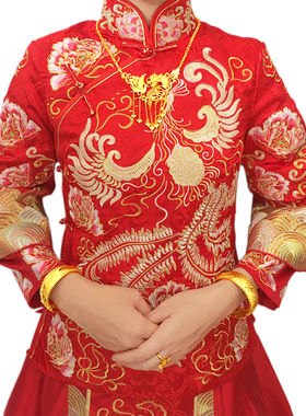 精工传统薄款龙凤手镯新娘