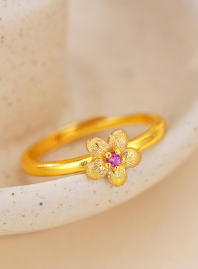 新款小众花朵戒指女小众开口指环