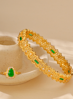 福中禧复古蕾丝沙金镂空手镯女