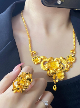 轻奢高级久不掉色新款首饰喷砂金