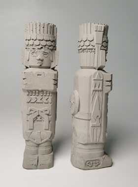 图腾柱骷髅石废墟水泥混凝土鱼缸造景创意装饰桌面摆件沉水造景