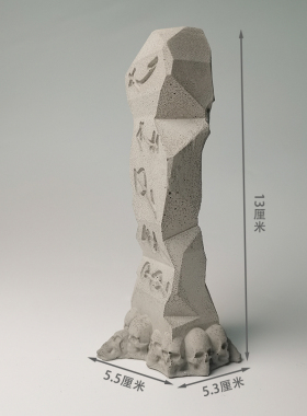 图腾柱骷髅石废墟水泥混凝土鱼缸造景创意装饰桌面摆件沉水造景