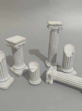 建筑爱奥尼罗马柱水泥混凝土鱼缸造景创意装饰水泥布景桌面摆件