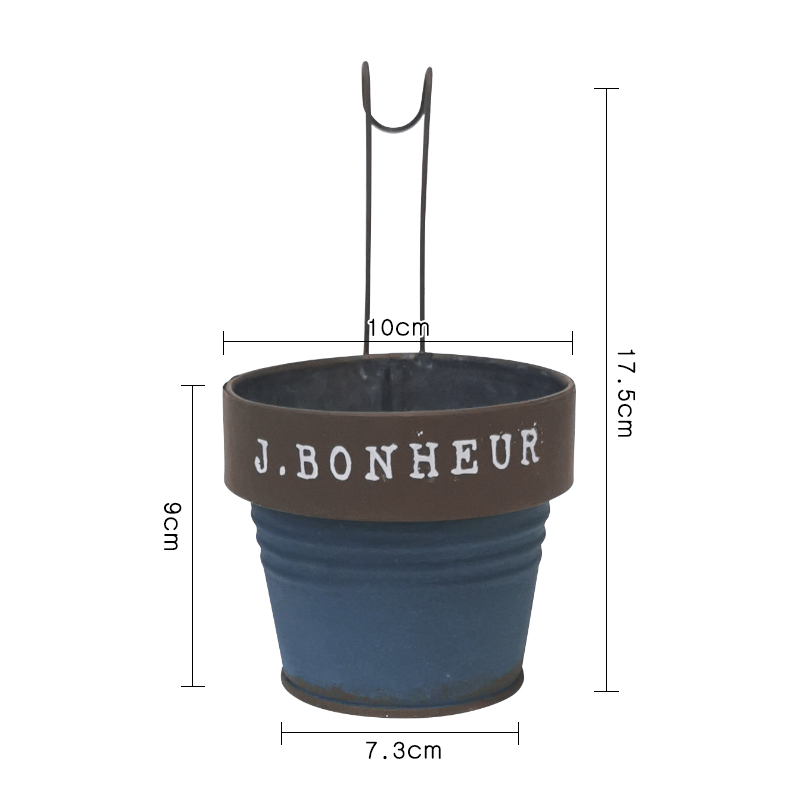 爱上花园 YM薄铁皮易变形 铁艺做旧翻边壁挂小花盆 挂桶J.BONHEUR - 图3