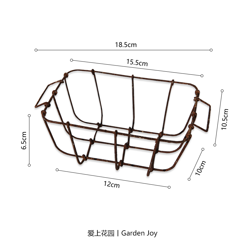 爱上花园丨园艺杂货 花园装饰铁艺做锈编织花篮 双提锈迹铁丝篮 - 图3