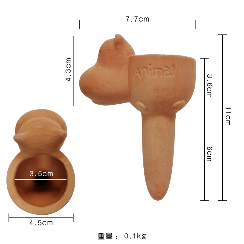 爱上花园|花园露台 细质红陶卡通小猪河马 自动浇水神器 滴水器 - 图2
