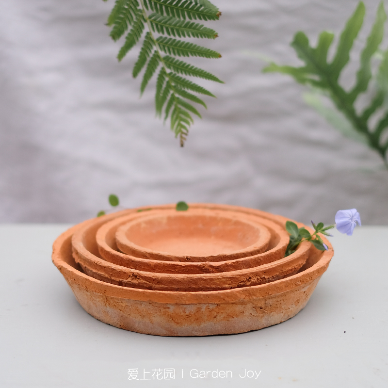 爱上花园|新品盆器 经典简约百搭 自然做旧风格 红陶托盘S - 图1