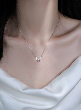 999纯银项链蝴蝶轻奢小众高级感