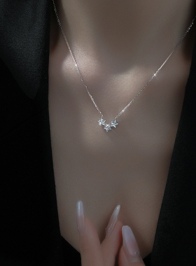 999纯银项链女星星锁骨链