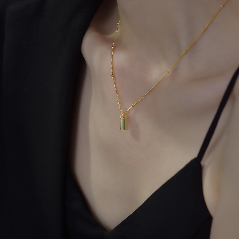 925女小金条几何轻奢小众纯银项链 瑞泓祥项链