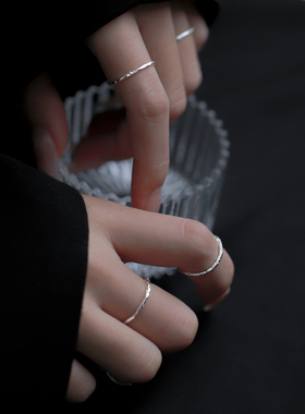 925纯银戒指女素圈食指尾戒