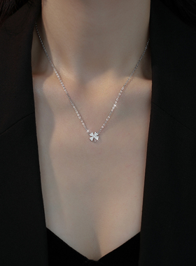 999纯银四叶草项链女幸运锁骨链