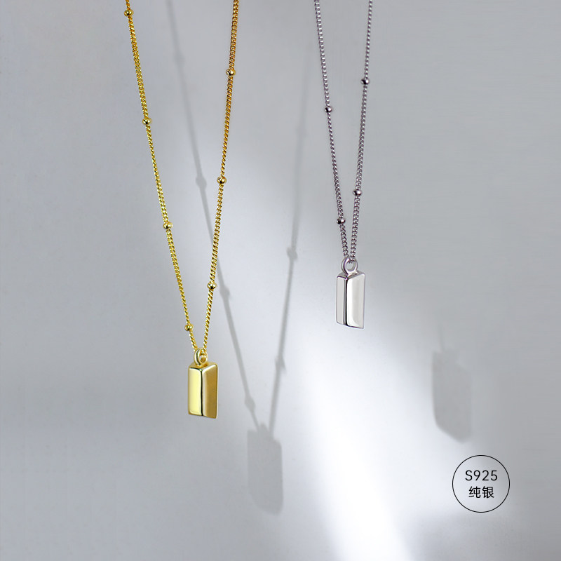 925女小金条几何轻奢小众纯银项链 瑞泓祥项链