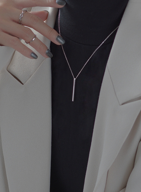 95纯银银极简风一字项链