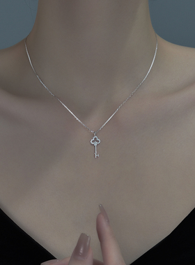 纯银项链女夏钥匙设计感轻奢小众2021年新款潮百搭不掉色锁骨链
