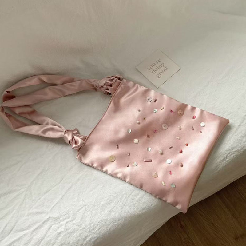 2025新款小众设计彩色宝石手提托特包高级感精致绸缎面腋下单肩包,淘宝优惠券,粉丝福利购,淘宝优惠卷