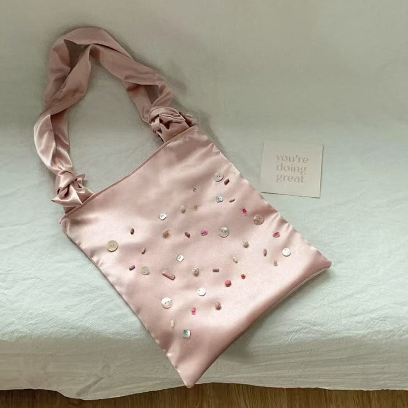 2025新款小众设计彩色宝石手提托特包高级感精致绸缎面腋下单肩包,淘宝优惠券,粉丝福利购,淘宝优惠卷