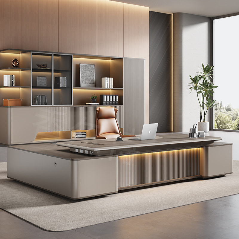 老板办公桌简约现代桌椅组合轻奢董事长办公室总裁大班台经理室桌,淘宝优惠券,粉丝福利购,淘宝优惠卷