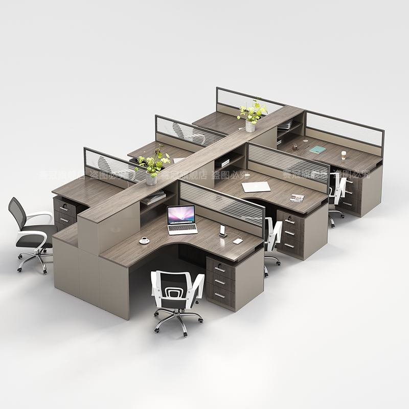 职员办公桌椅组合简约现代员工屏风2/4/6人组合工位卡座办公家具 - 图3