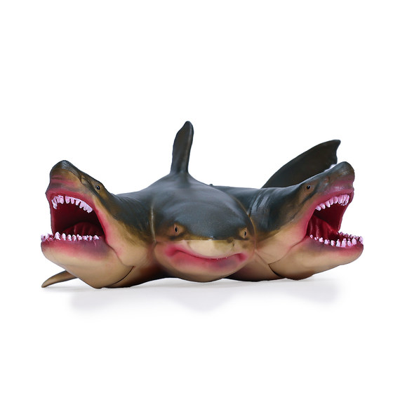 Simulated marine life model mutant three-headed shark toy shark model children's birthday gift ornaments collection