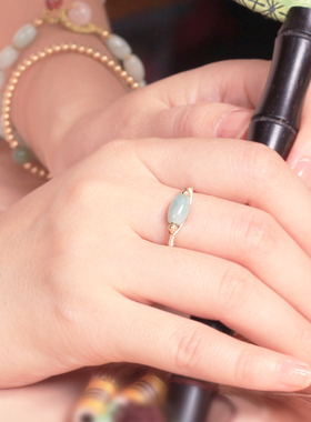 原创天然翡翠戒指冷淡风ins简约