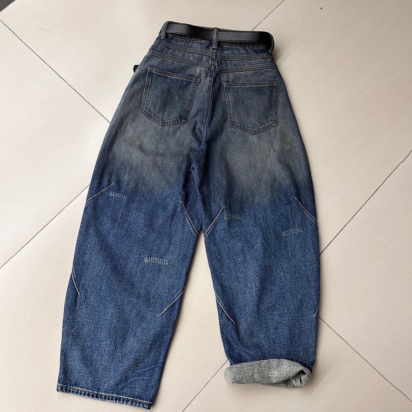 欧洲站破洞抓毛牛仔裤女2025年秋冬新款高腰宽松显瘦百搭直筒长裤,淘宝优惠券,粉丝福利购,淘宝优惠卷