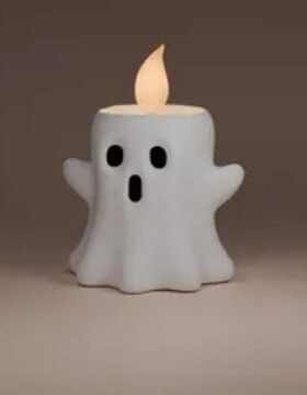 跨境新品万圣节幽灵氛围感电子仿真烛台树脂摆件桌面发光小摆件