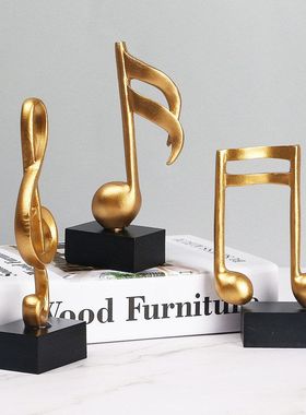 跨境金色音乐音符造型树脂工艺品五线谱高音符钢琴房音乐展厅奖杯