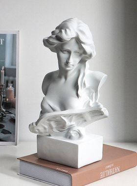 欧式艺术摆件家居饰品琴女仿石膏人物头像树脂雕塑美术展厅装饰
