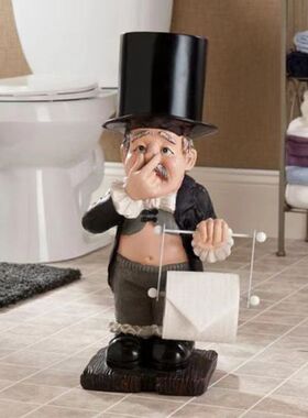 美式提卫生纸矮人西装男绅士厕所卫生间摆件装修恶搞绅士纸巾架