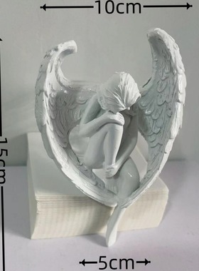 普吕茨 北欧风树脂家居摆件抱腿天使楼梯摆件花园雕像装饰摆件