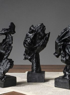 欧式沉默是金小号迷你三件套树脂工艺品摆件酒柜橱窗办公软装装饰