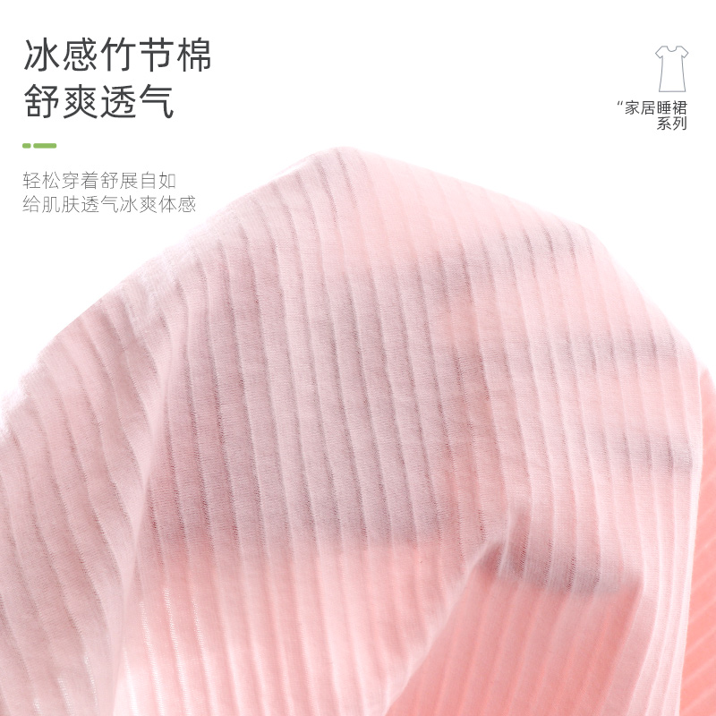 女童睡裙夏季薄款短袖睡衣2024新款儿童纯棉家居服女大童裙子母女 - 图0