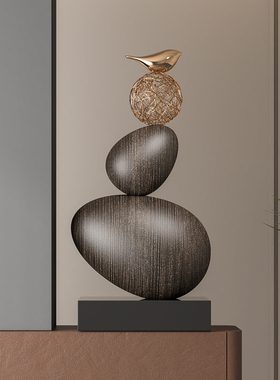 入户玄关摆件石来运转创意雕塑高级感酒店售楼处走廊楼梯艺术摆设