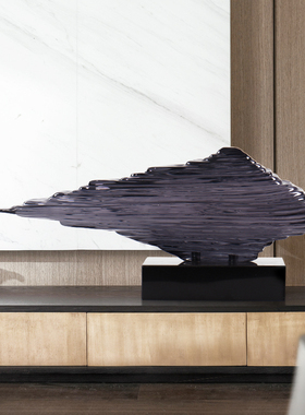 由居新中式风树脂大理石会所假山