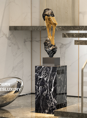 石来运转雕塑摆件抽象艺术客厅玄关装饰品电视柜高级感创新房乔迁