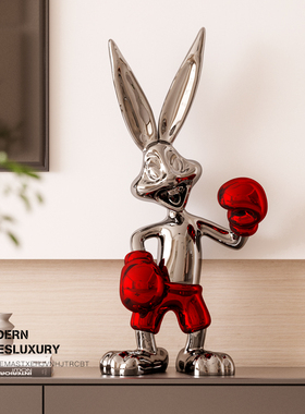 网红长耳兔摆件童装店奶茶店创意潮玩卡通动物雕塑轻奢高端装饰品