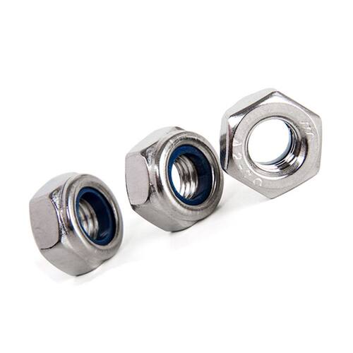 304/201不锈钢锁紧螺母M3M4M5M6M8M30防松螺丝帽尼龙六角防滑自锁 - 图1