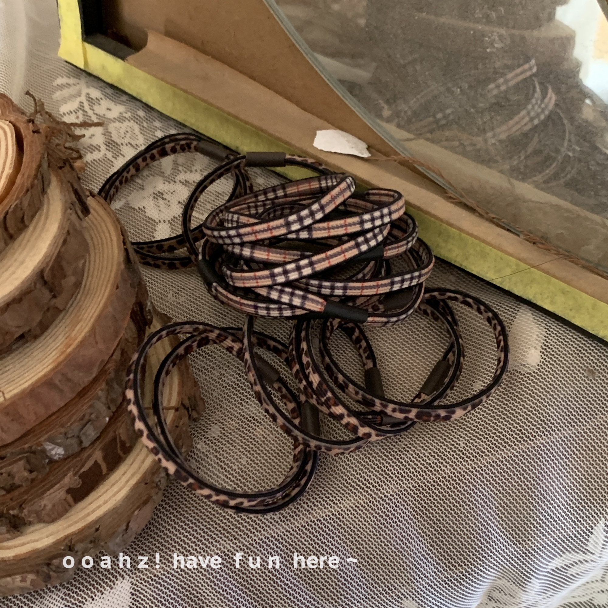 发绳手环～豹纹格子扁橡皮筋发圈女扎头发头绳弹力绑马尾简约气质,淘宝优惠券,粉丝福利购,淘宝优惠卷