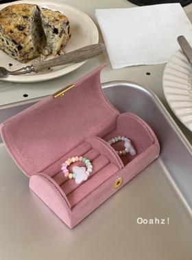 仿玉石蝴蝶戒指 彩色复古串珠弹力指环少女小众设计ins甜美戒指