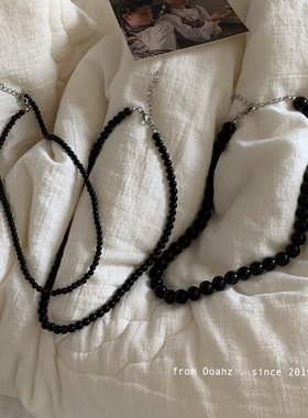 暗黑星月 小众设计感中式项链 高级感气质百搭串珠锁骨链个性项圈