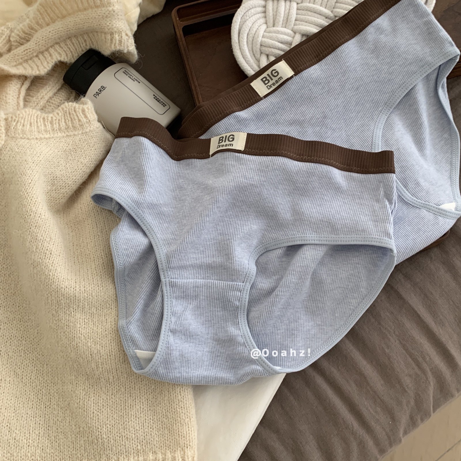 "异想记"【全裤7A】复古撞色螺纹内裤 莫代尔棉透气中腰ins三角裤,淘宝优惠券,粉丝福利购,淘宝优惠卷